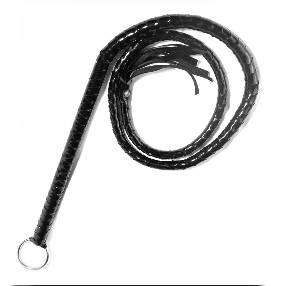 Size1M Huqiqi Whip Classic Black Bullwhip Premium Handmade Genuine
