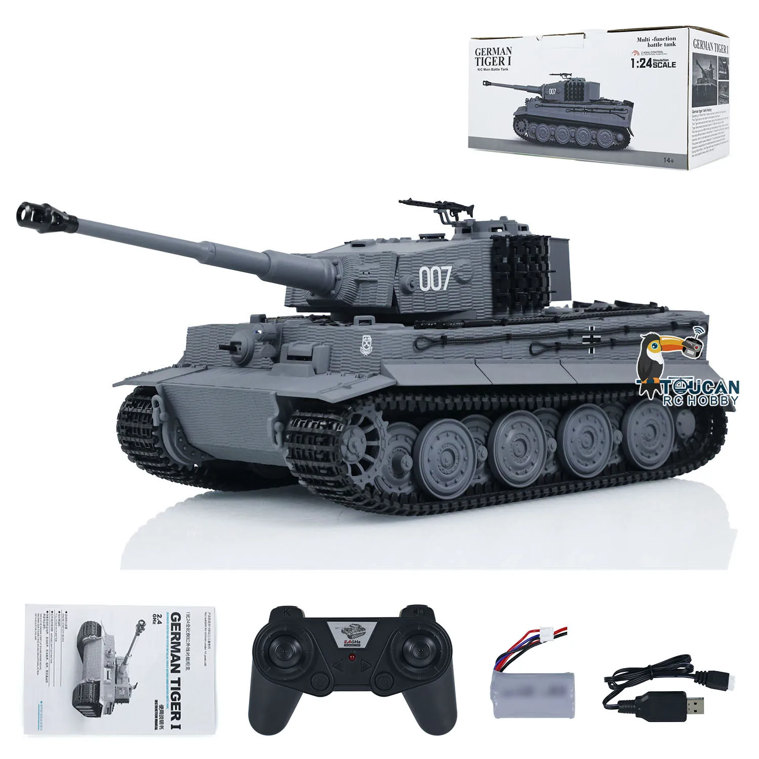 RC 1/24 Battle Tank Tiger I Model Taigen Remote Control Infrared Combat Military Tanks Mini Cars Vehicle RC Toy TH23571 2