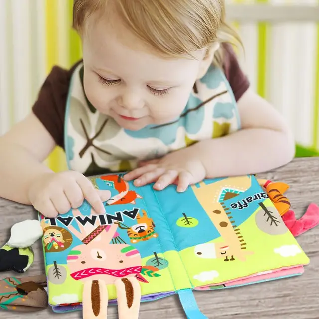Baby Early Learning Toy Tail Cloth Book Infant Rattle Interactive Kids Soft Books for Babies 6-12M Educational Toys for Children 2