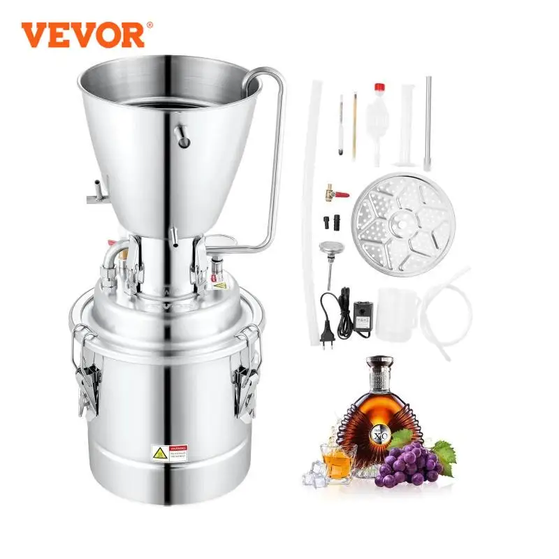 VEVOR 70L Stainless Steel Distiller Machine Water Pump DIY Home Brew Ethanol Wine Essential Oil Brewing Kit DIY Whisky