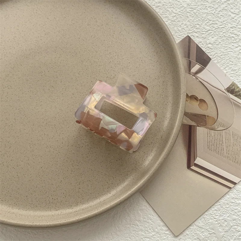 Vintage Square Hair Clip Fashion Print Hair Claw Clips Hairpin Crab Barrette Headband Clips Ornament Hair Accessories for Women 6