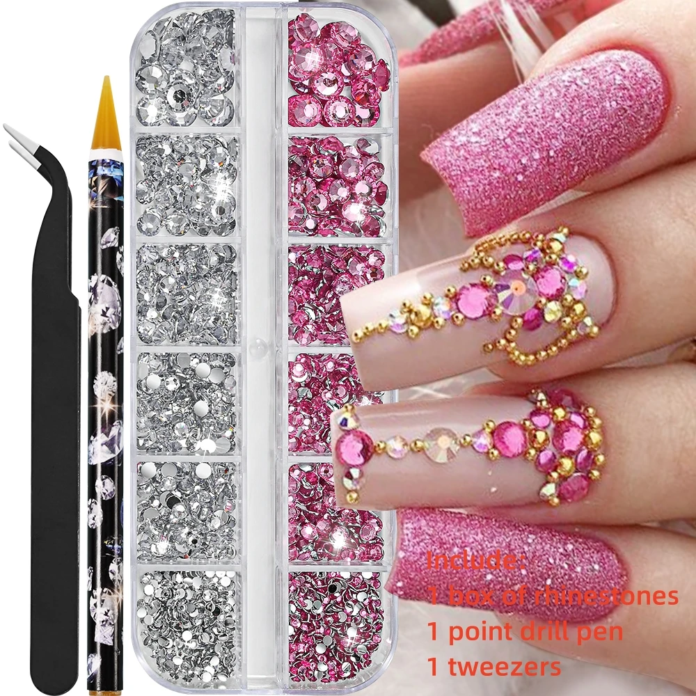 Sparkling Crystal Nail Art Rhinestones Kit with Tools