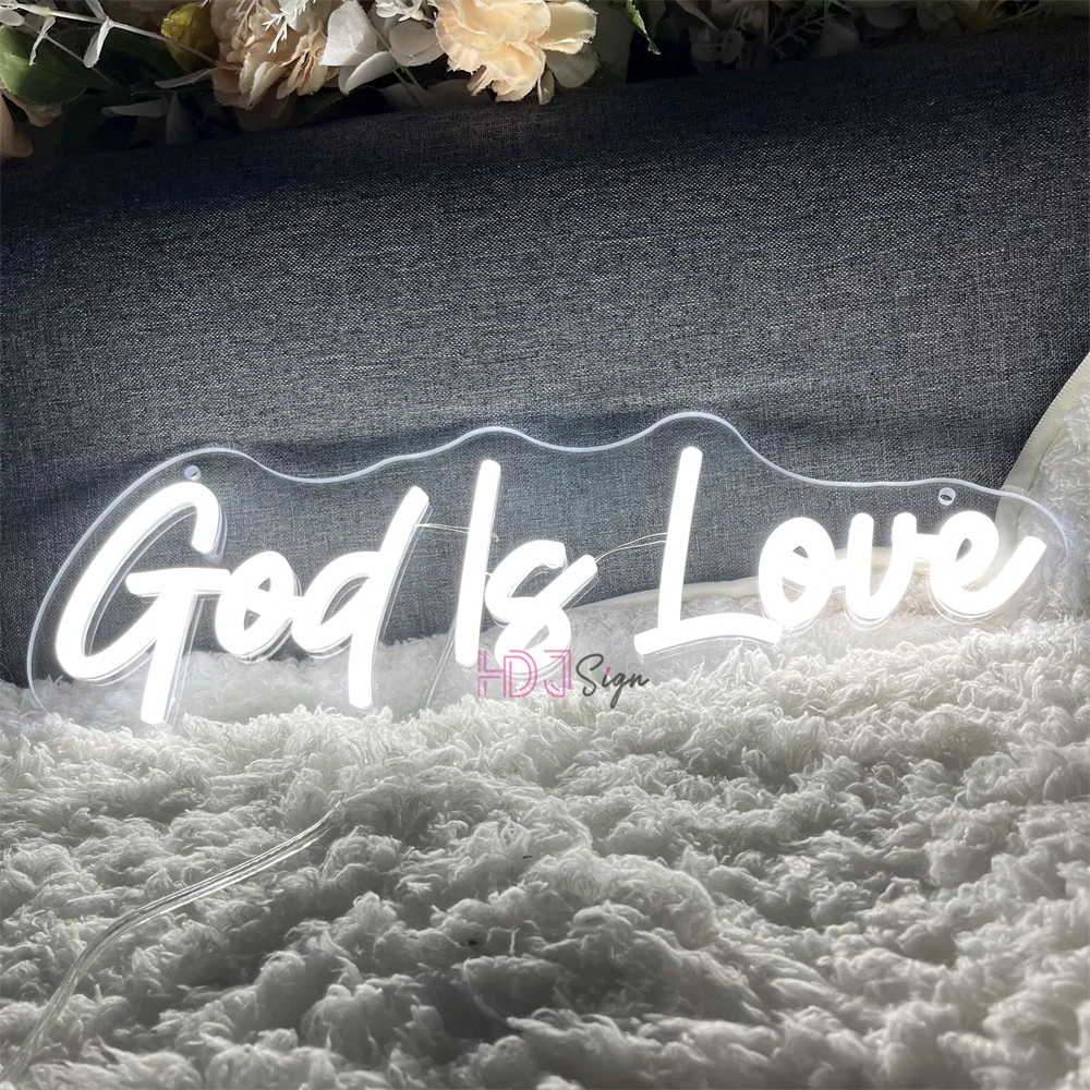 

God is Love LED Neon Sign Party Bar Decoration Wall Art Bedroom Decor Business Neon Led Lights Lamps Signboard Gifts