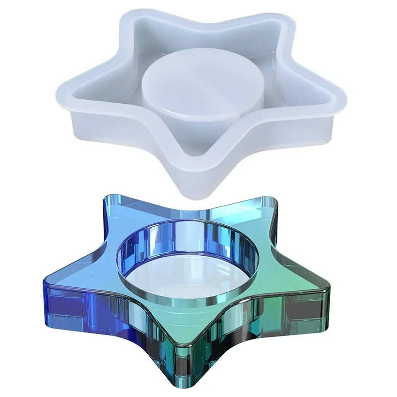 Five Pointed Star Silicone Mal Candle Holder Kandelaar Epoxyhars Mal Kaar Houder Epoxy Mould DIY Candle Holder Silicone Mould