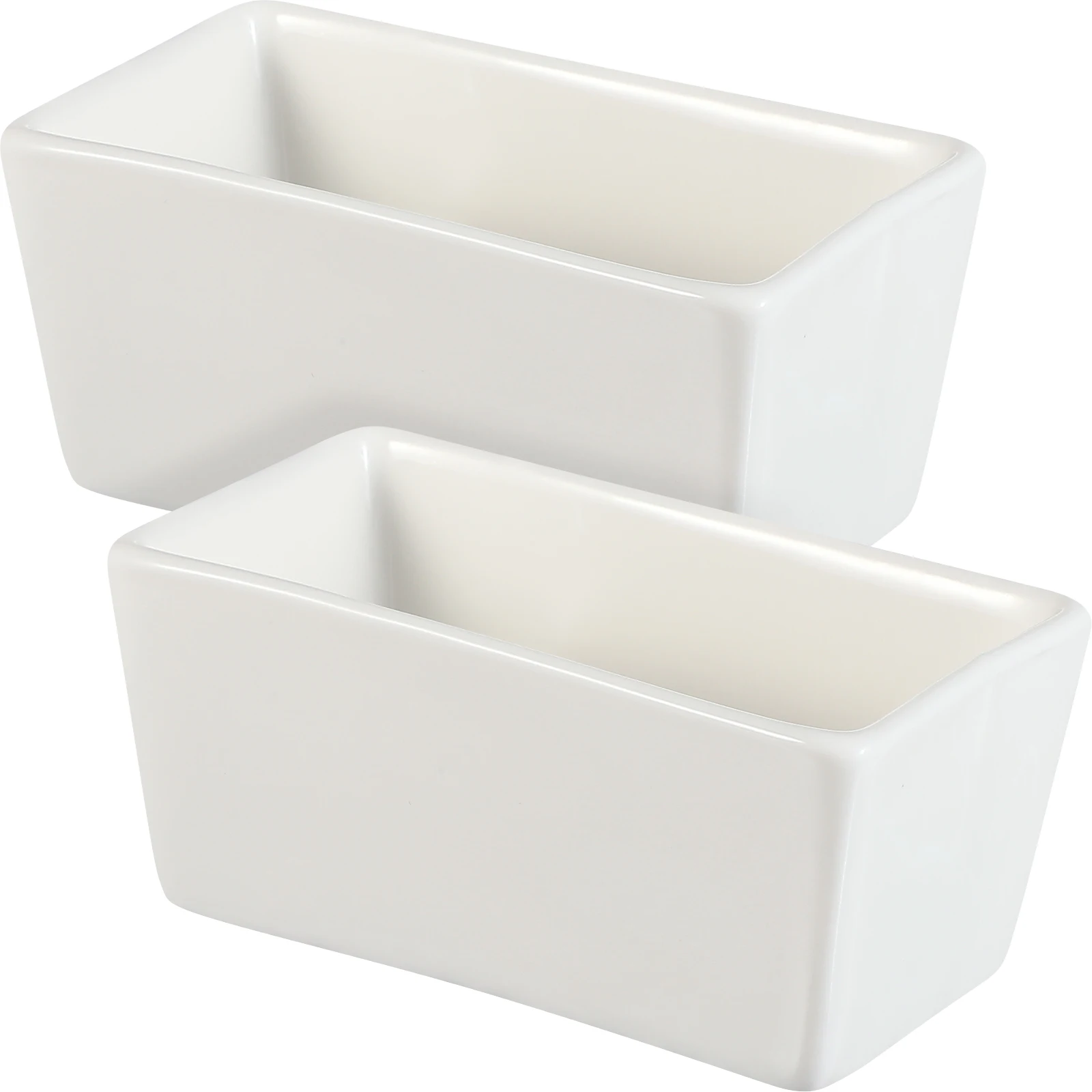 

2pcs Ceramic Sugar Bowls Flat Bottom Rectangular Sugar Jars Containers Seasoning Pot For Cafe Kitchen Supplies