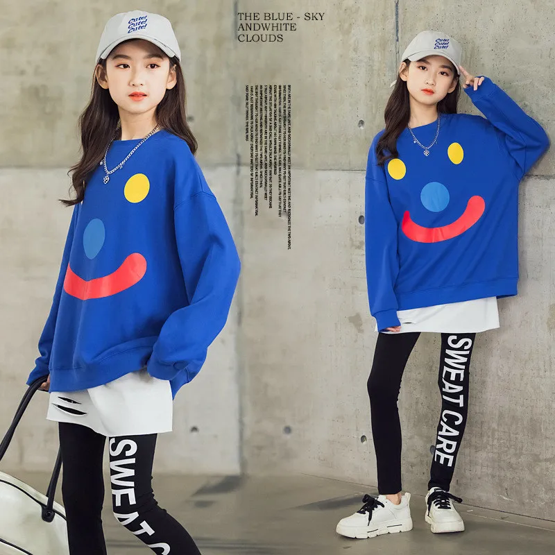 

Children's Sweatshirt Girls Long Sleeve Cartoon Print Pullover Teenager Spring Autumn Casual Sport Tops Kids Clothes 6 8 10 12Y