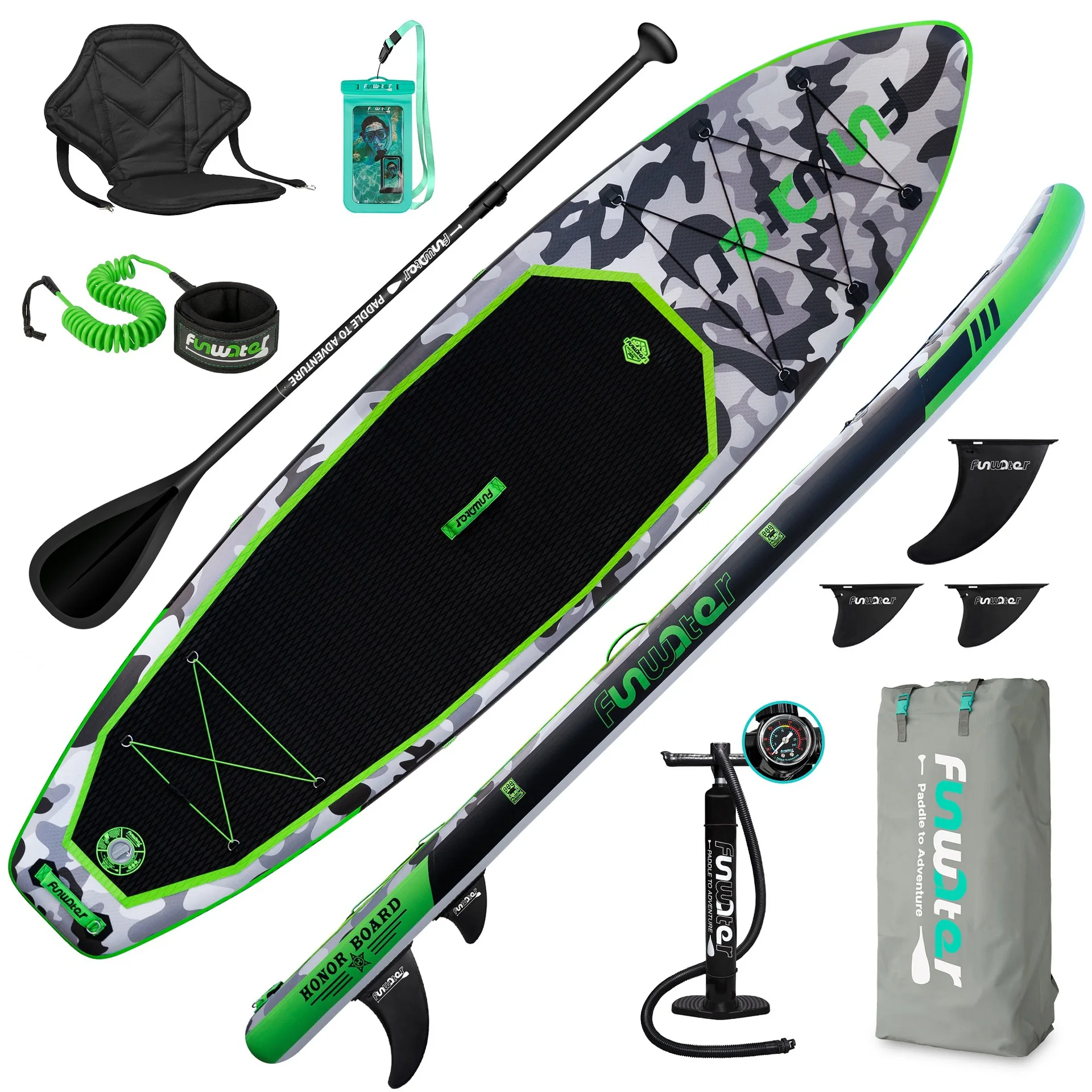 

330CM Inflatable Stand Up Paddle Board SUP Board for Adults Kids Beginners Package Kit Backpack Bag Oar Pump Leash Fin Sets