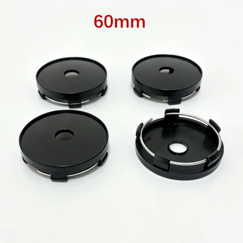 Universal Black Chrome Silver Blank Base Rim Cap Set - 4 Pieces
