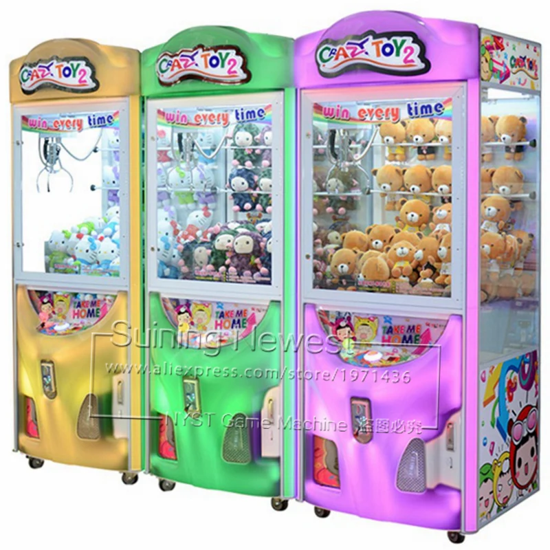 NYST Amusement Equipment Token Coin Operated Arcade Games Lighted Colorful Doll Toys Cranes Claw Machine For Shopping Malls