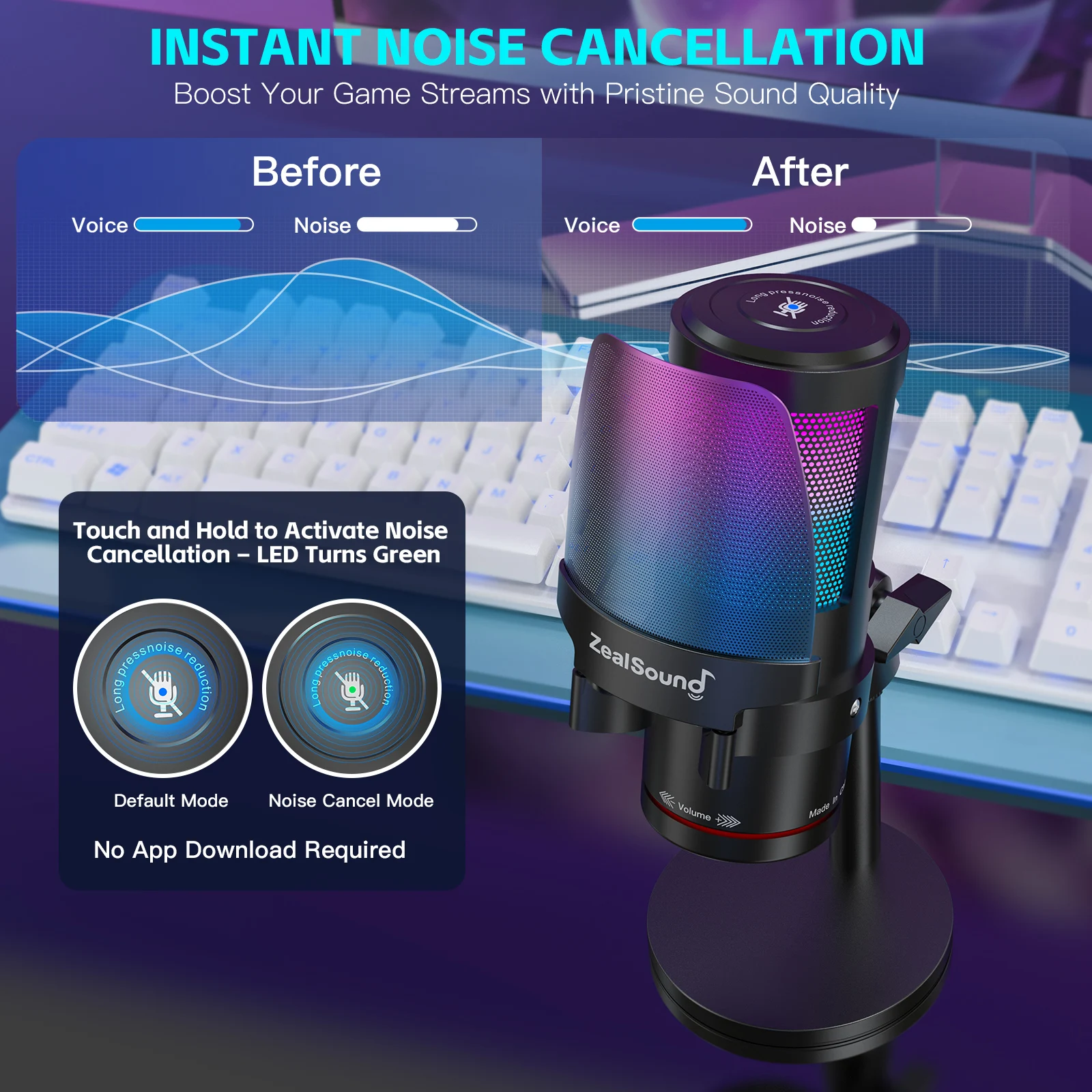 ZealSound KM8S USB Gaming Microphone, Plug & Play for Streaming Podcast Recording, CompatiblePS4/5 PC 안드로이드 iPhone