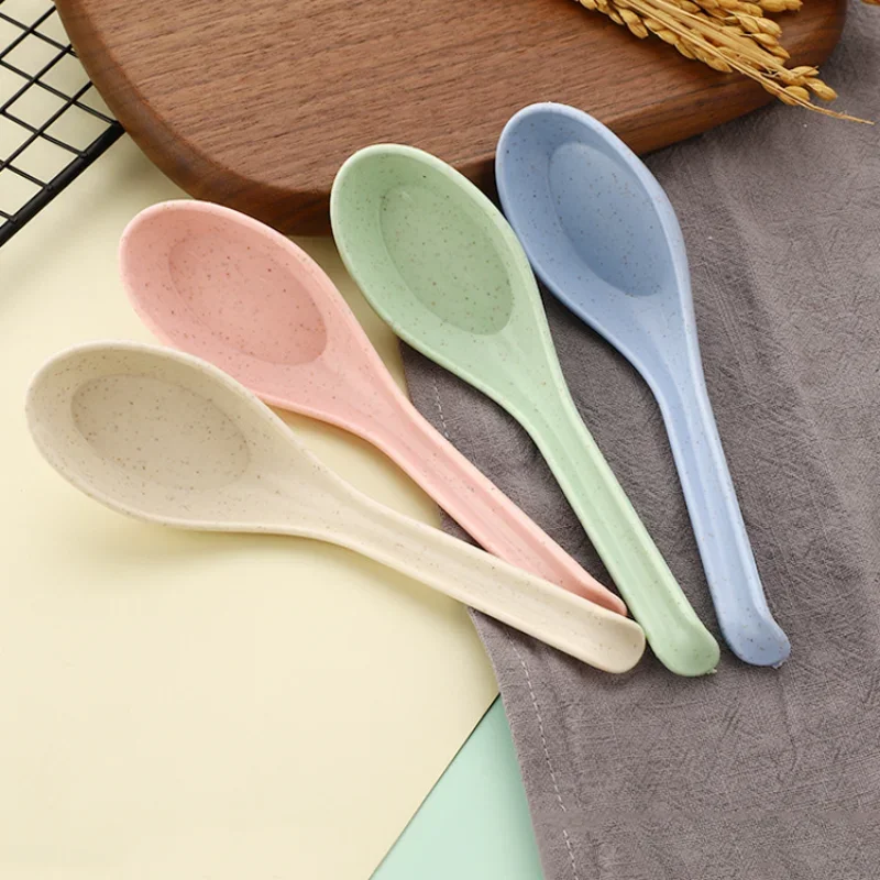 Japanese Kitchen Utensil Plastic Soup Spoon Set Creative Dessert Milk Stirring Tableware Dinner 4Pcs plastic spoon