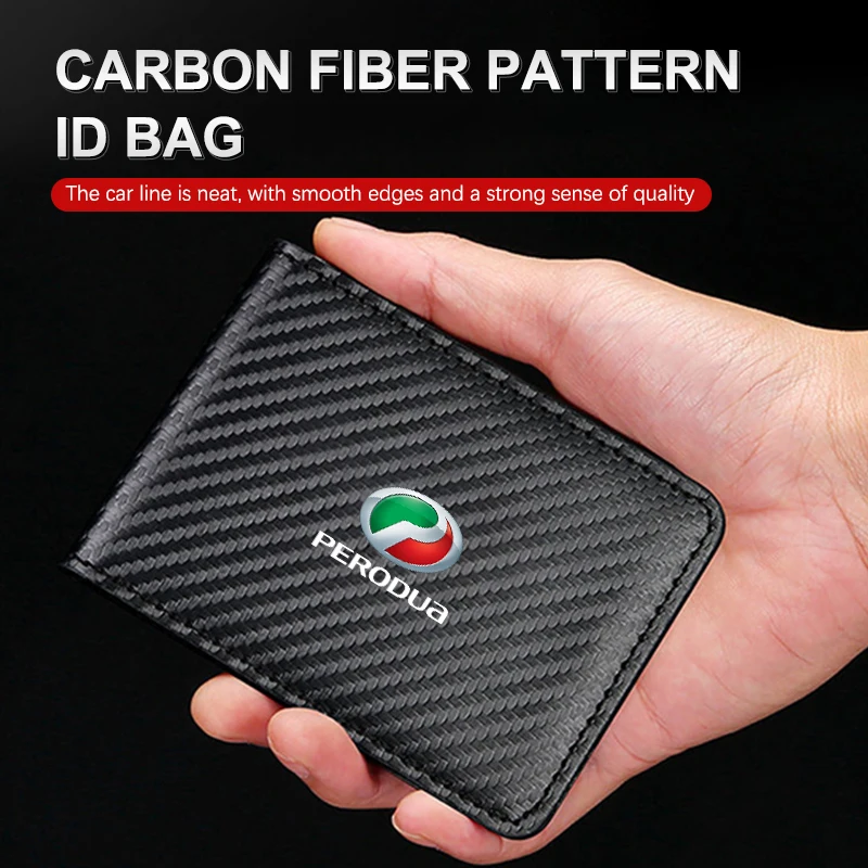 Per Perodua Portafoglio In Fibra Di Carbonio Per Auto Carta D'Identità Accessori Per Borsa Della Patente Di Guida Alza Axia Viva Aruz Myvi Gen2 Gen3 0