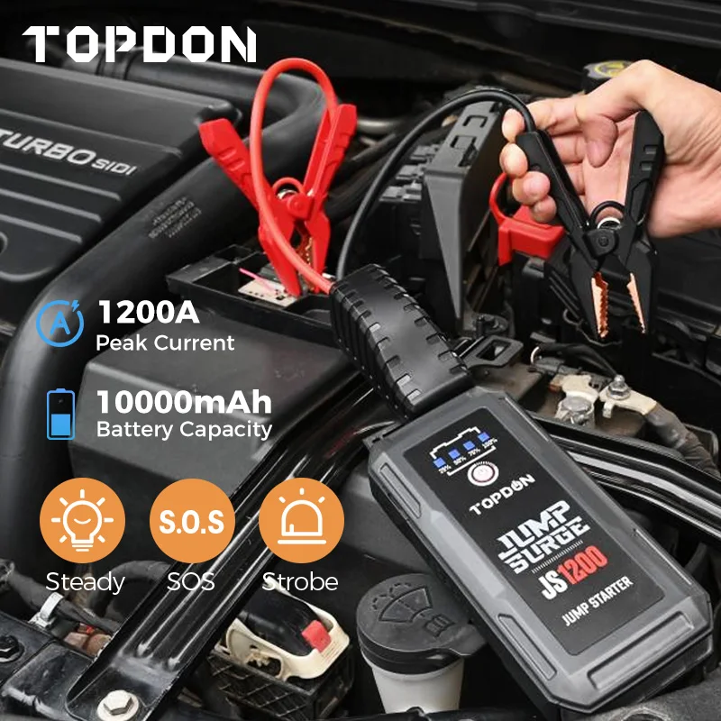 TOPDON Starthilfe Powerbank, JS1200 Starterbatterie 1200A Auto