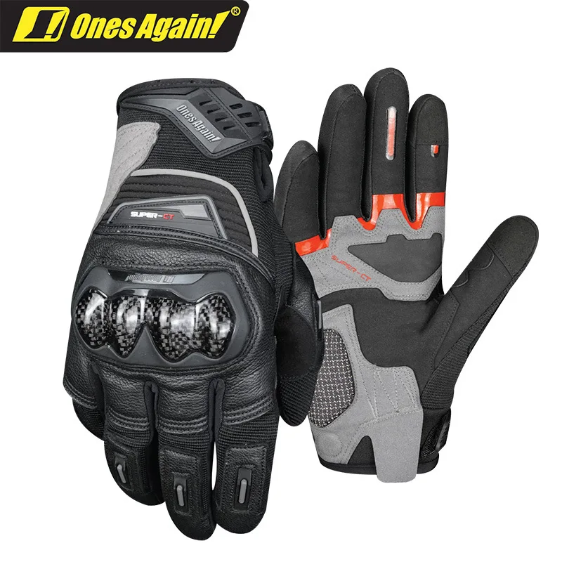 

Ones Again! Dark Gray Men's Winter High-quality Wear-resistant Vintage Goatskin Leather Luva MTB Motorcycle Riding Gloves S-2XL