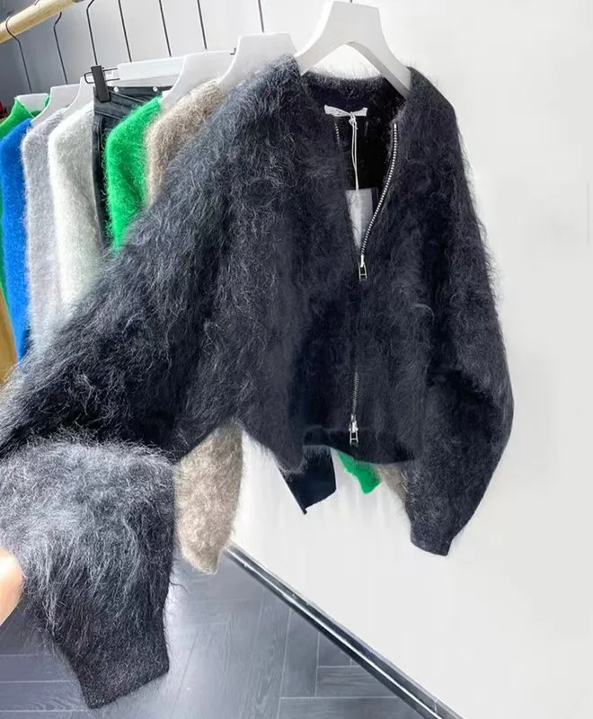 High Quality Mink Cashmere Sweater Zipper Jacket Light Luxury Cardigan Soft And Fluffy Thick Knit Free Shipping  C154 2