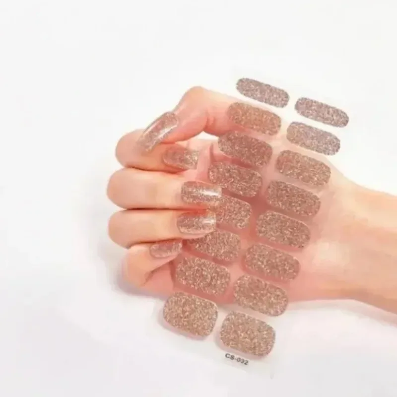 UV Semi-Cured Gel Nail Wraps Sticker 5D Pure Color Full Cover UV Lamp Gel Sticker Long-Lasting Nail Extension Patch Strip