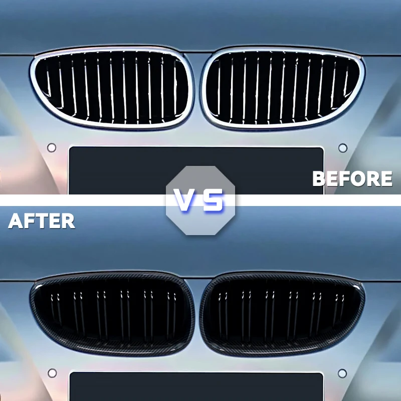 front kidney grille Car Front Bumper Grille Kidney Racing Grill Grilles for BMW E60 E61 5 Series 2003-2009 Gloss Black Auto New Double Slat