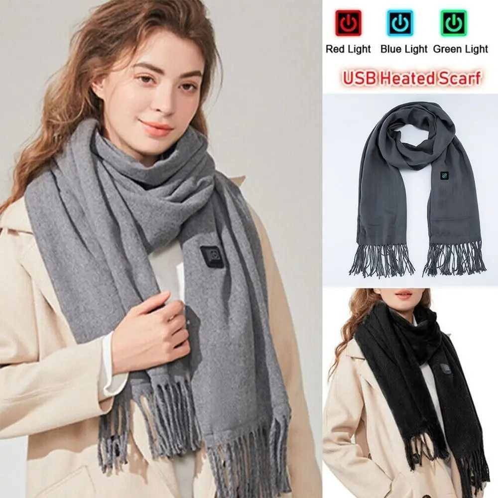 New USB Charging Electric Heated Scarf Rechargeable Adjustable Temperature Electric Winter Warmer Unisex Creative Neck Warmer 3
