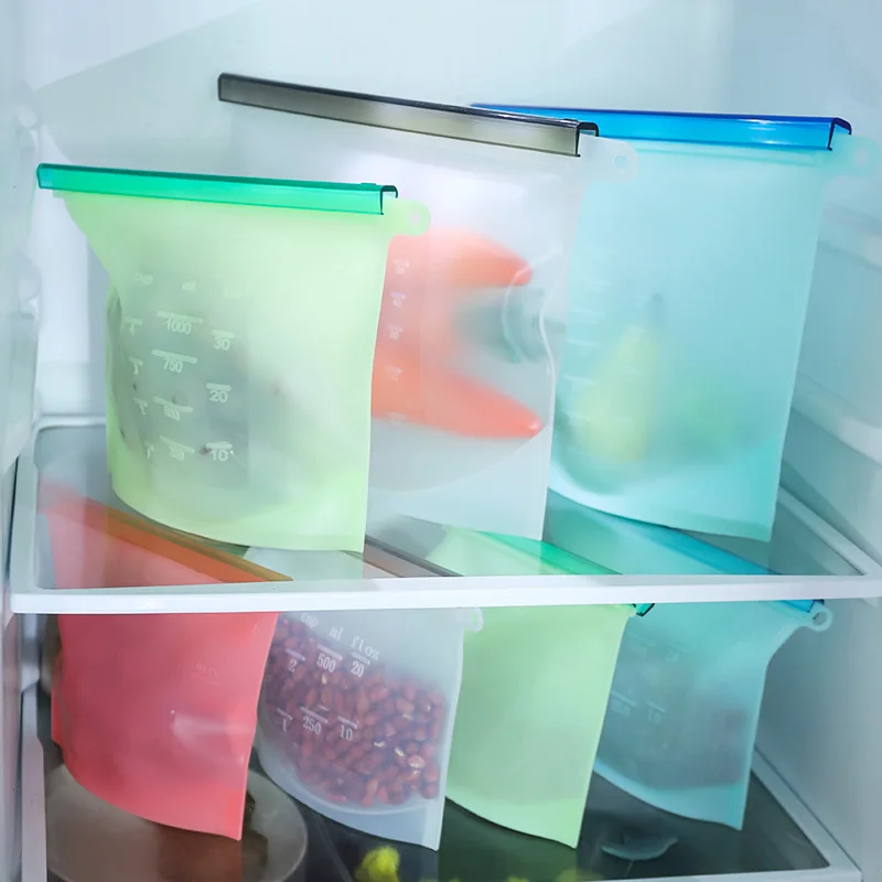 Reusable Silicone Food Storage Zip-lock Bags - Multi-use Lunch, Snack, and Freezer Seal Bags (4 Colors)