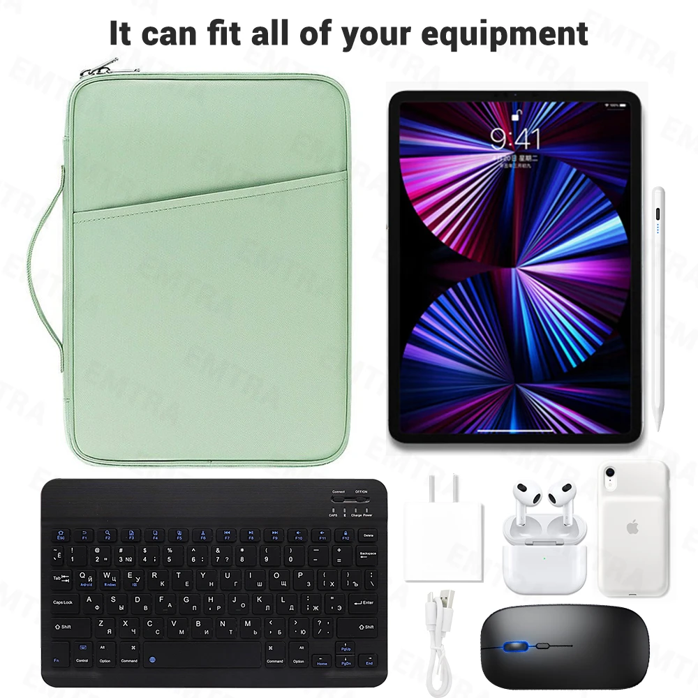 Emtra Tablet Bolsa para Ipad Mini Case Air Pro 11 12.9 7th 8th 9th Capa para Xiaomi Pad 10 Kindle Bolsa à Prova de Choque - Imagem 4
