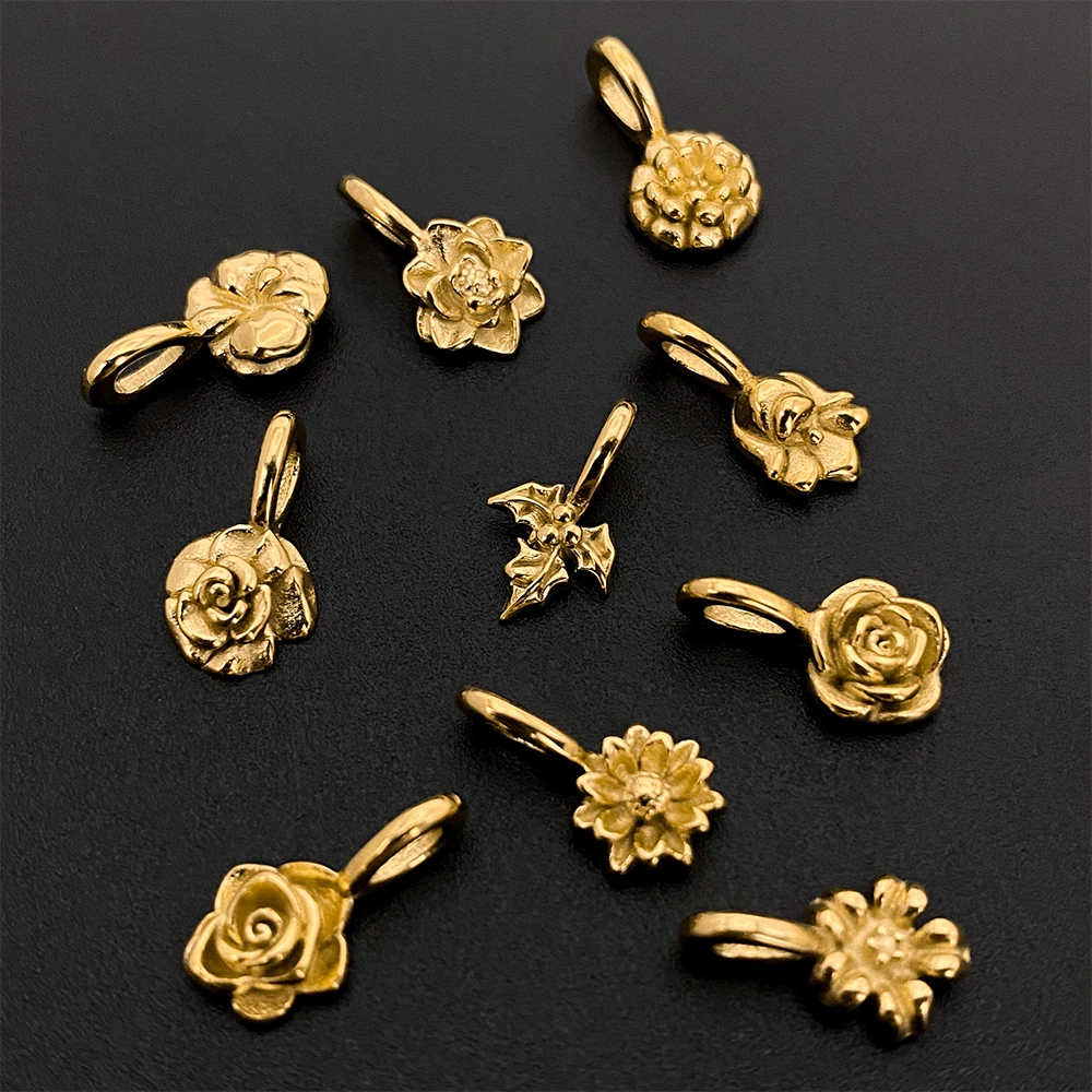 Stainless Steel Diverse Flower Charms for DIY Jewelry