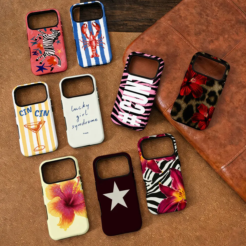 Luxury Floral Wine Glass Pattern Phone Case - Double-Layer English Design