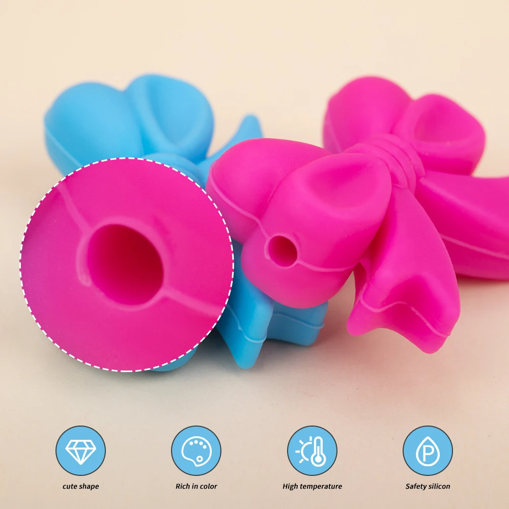 Sunrony Bowknot Silicone Beads Set for DIY Jewelry and Accessories - Pack of 10