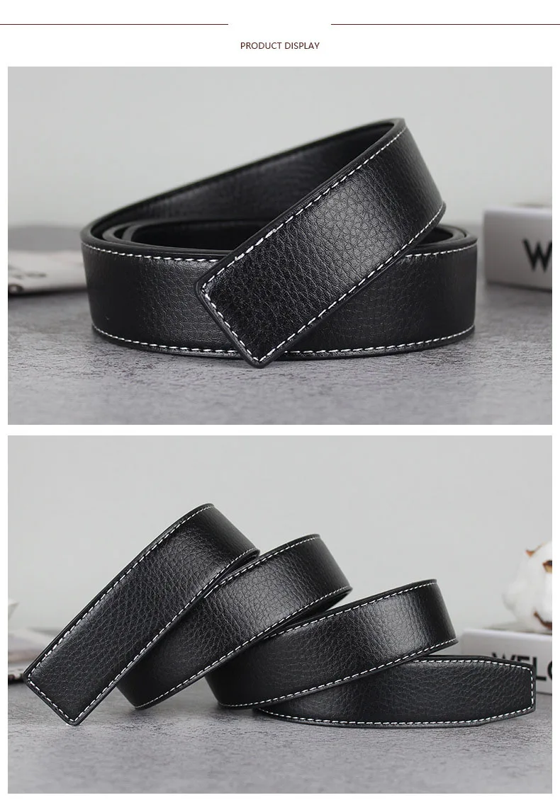 Luxus Design Herren Ledergürtel Marke Mode Casual Business Flache Gürtelschnalle Jeans Zubehör Hohe Qualität Neue Breite: 3,3 CM – Detail 7