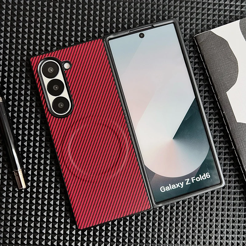 Carbon Fiber Pattern PU Leather Magnetic Case - Stylish Back Cover