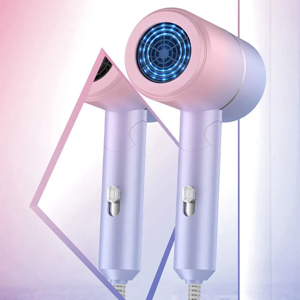 Foldable Ionic Hair Dryer with Smooth Nozzle Attachment Negative Ion Blow Dryer Colorful Low Noise MIni Folding Hairdryer