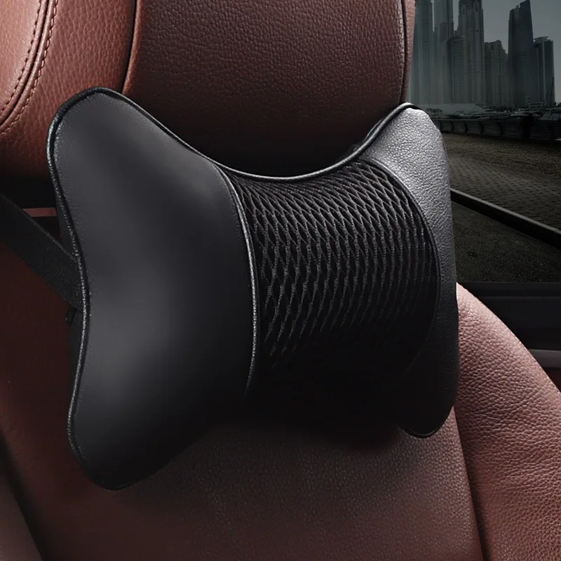 2022 New Pu Leather Car Headrest Pillow Auto Seat Head Neck Rest Cushion Support Universal Automobile Interior Decor Accessories