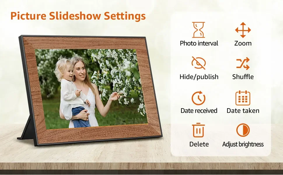 Description Picture 4 of item10.1 inch Digital Photo Frame WiFi IPS Electronic Photo Album 32GB HD Touch Screen Frameo Auto-Rotate Digital Picture Frame Gift