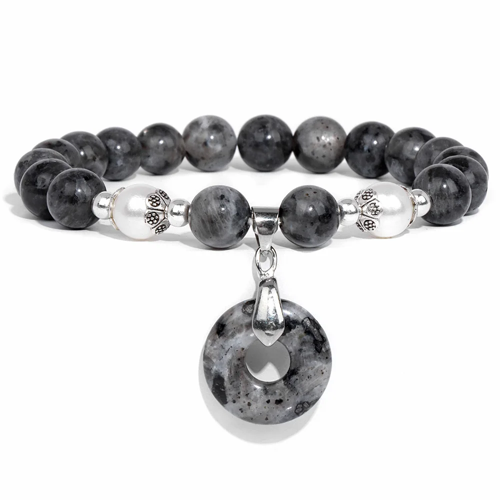Naturstein Anhänger Armband Blauer Sodalith Malachit Amethyste Tigerauge Stein Kreis Sechseckiges Herz Charm Armreifen Schmuck – Detail 7