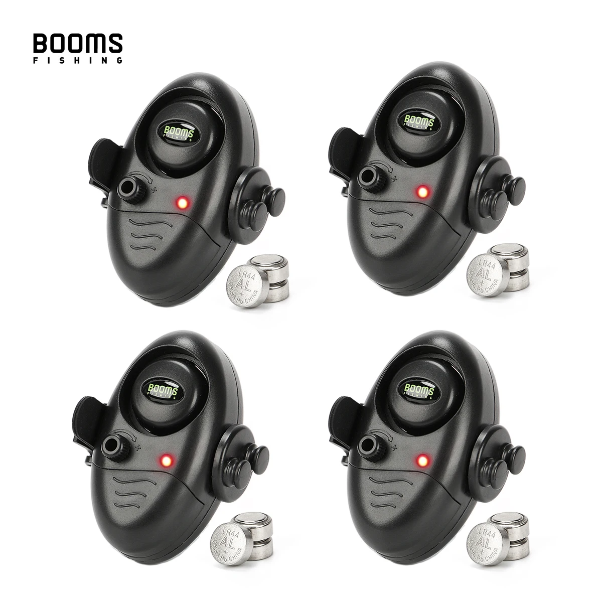 Booms Fishing E02 Bite Alarm 4 sets Fishing Signalizator Carp Fish Indicator with LED / Sounds Battery Include fishing bite alarm