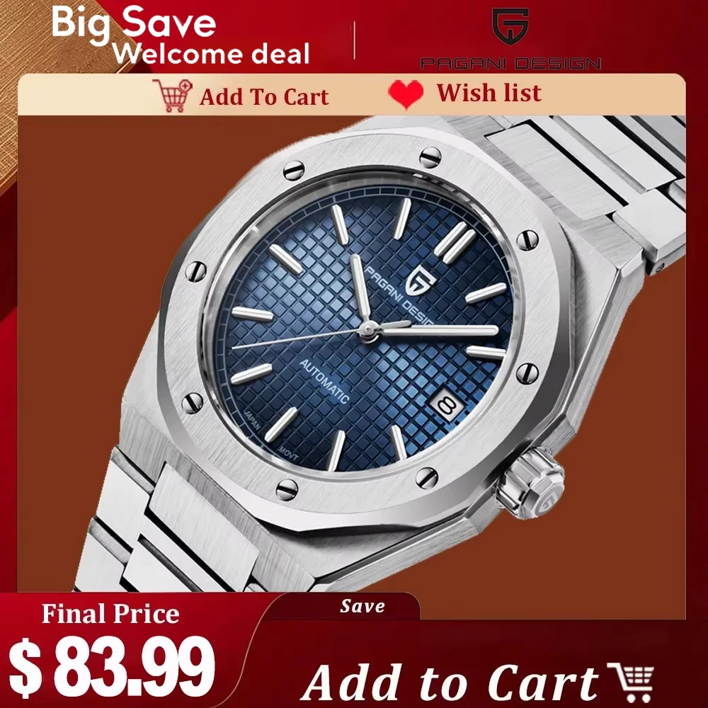 Men's Mechanical Watches Japan NH35 Automatic Movement Pagani Design