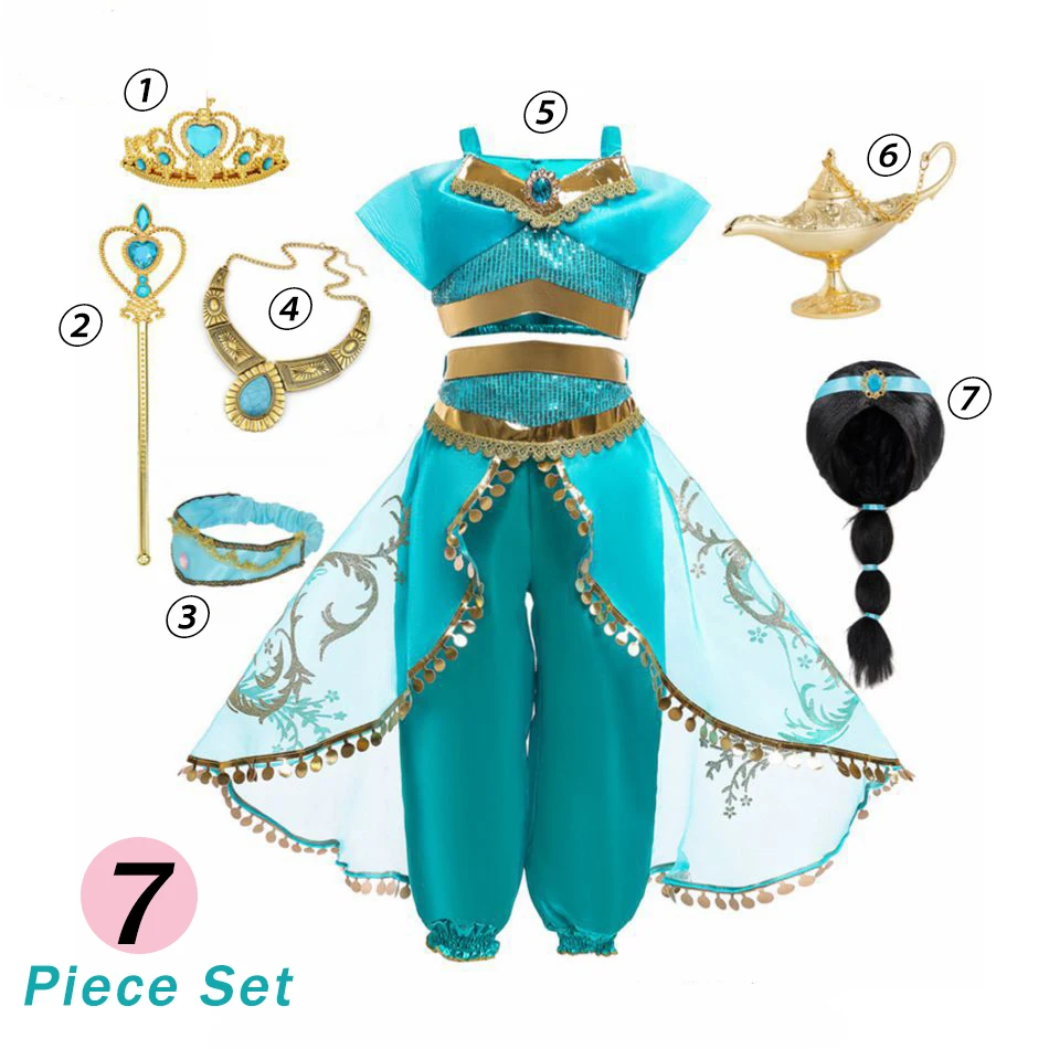 Girls Halloween Princess Dress Aladdin New Jasmine Children's Suit