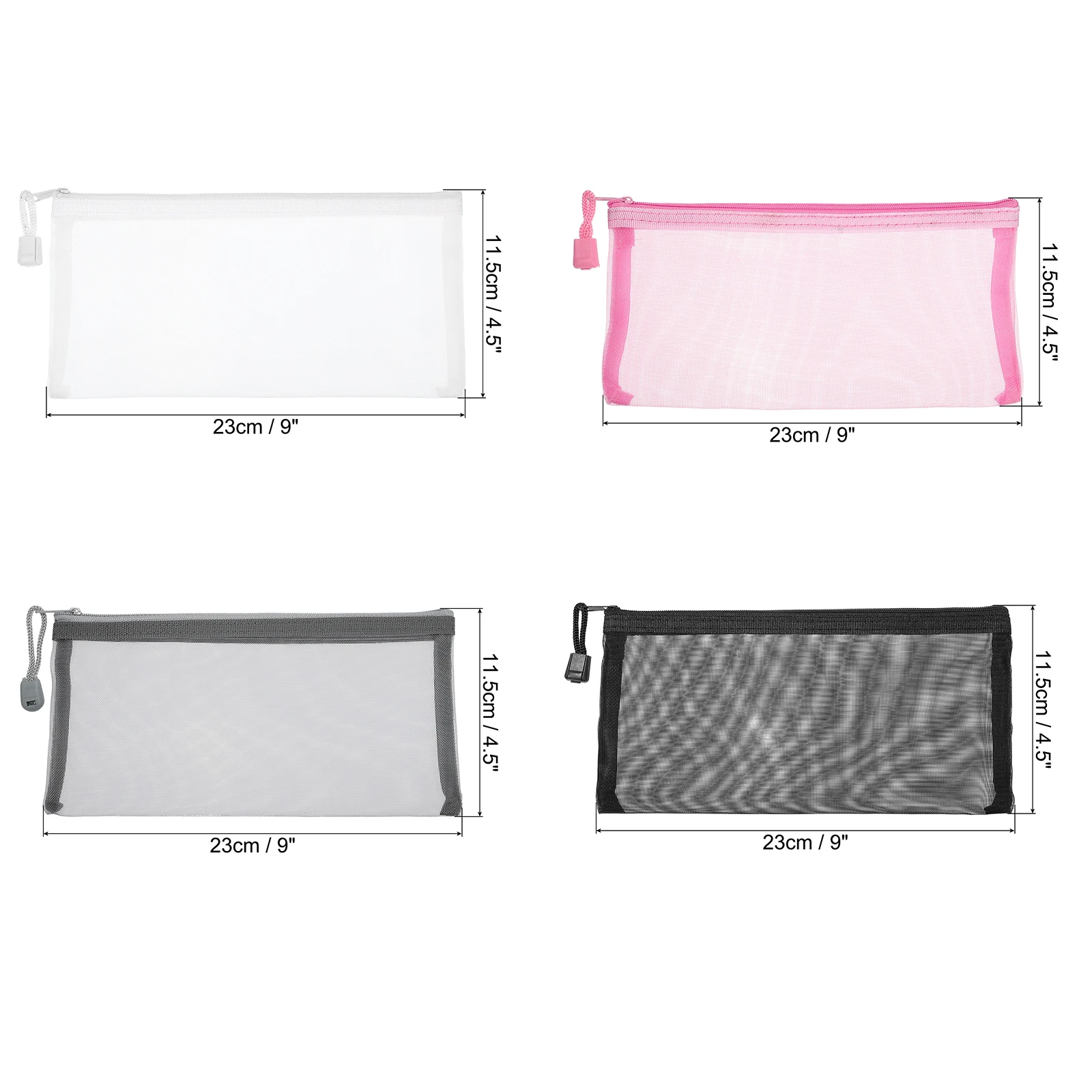 6Pcs B6 Nylon Mesh Zipper Pouch 23x11.5cm Zip Pouch Durable Document Bag Book File Folders Stationery Pencil Case Storage Pocket