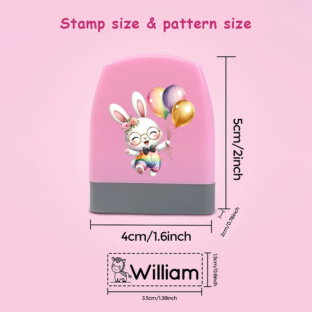 Cartoon Rabbit Customized Name Stamps for Kids Personalized Waterproof Stamp for Clothing Name Seal Student&Child