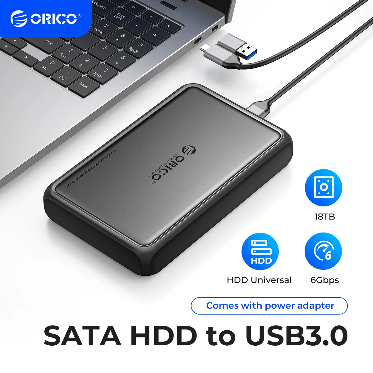 

ORICO 3.5" Type-C Hard Drive Enclosure 5Gbps SATA to USB3.0 USB3.1 HDD Case for SSD HDD PC Laptop Metal+ABS Heat Dissipation