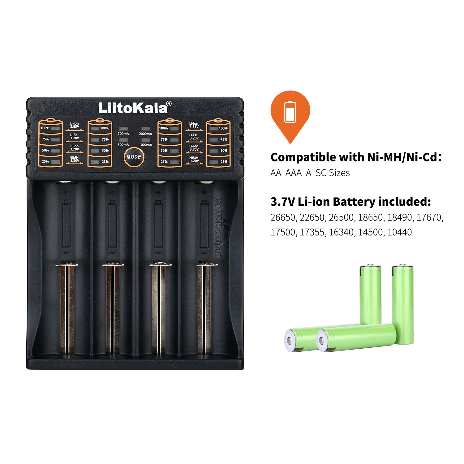 Liitokala Lii-402 18650 3.7V 3.2V 3.85V 26650 20700 14500 21700 25500 16340 1.2V NiMH Lithium Rechargeable Battery Charger battery charger battery charger adapter