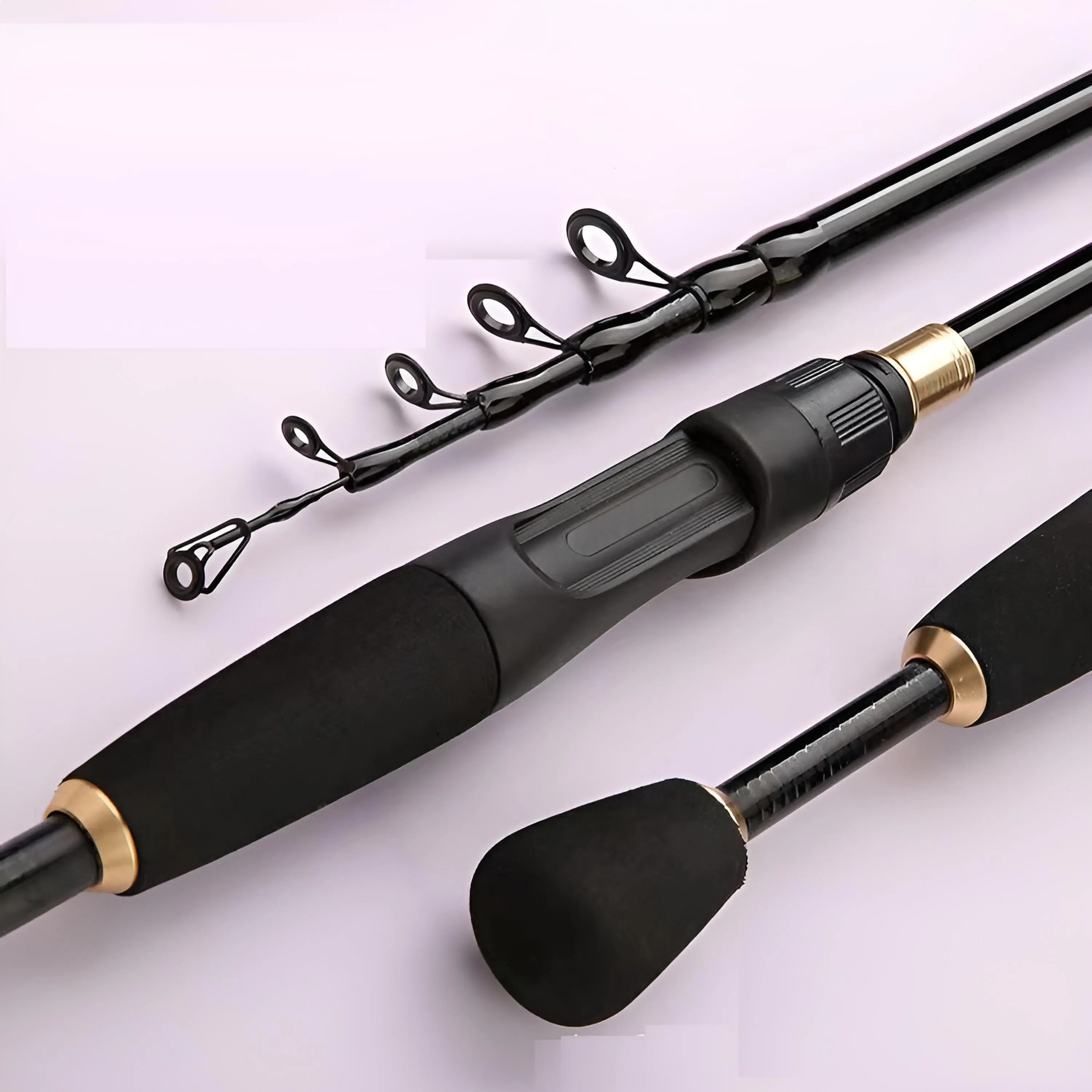 Fishing Rods Portable Retractable Carbon Upturned Handle Straight Handle Two Wheel Base for Multi-water Area