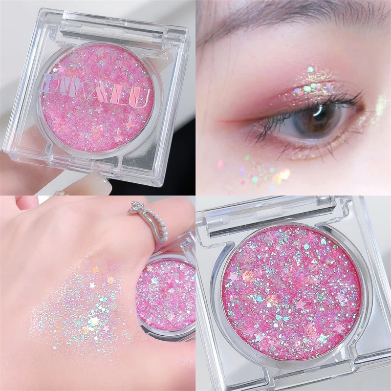 Shiny Heart Sequin Glitter Gel Eyeshadow Cream Blue Pink Gold Star/Moon Nail Loose Sequins Glue Halloween Party Body Eye Makeup 3