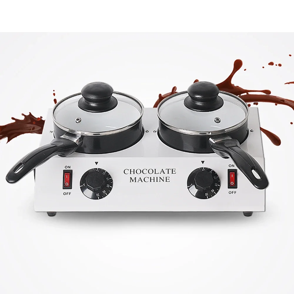 GZKITCHEN Electric Chocolate Melting Machine Double Pots Ceramic Non-Stick Pot +1 silicon spatula gift