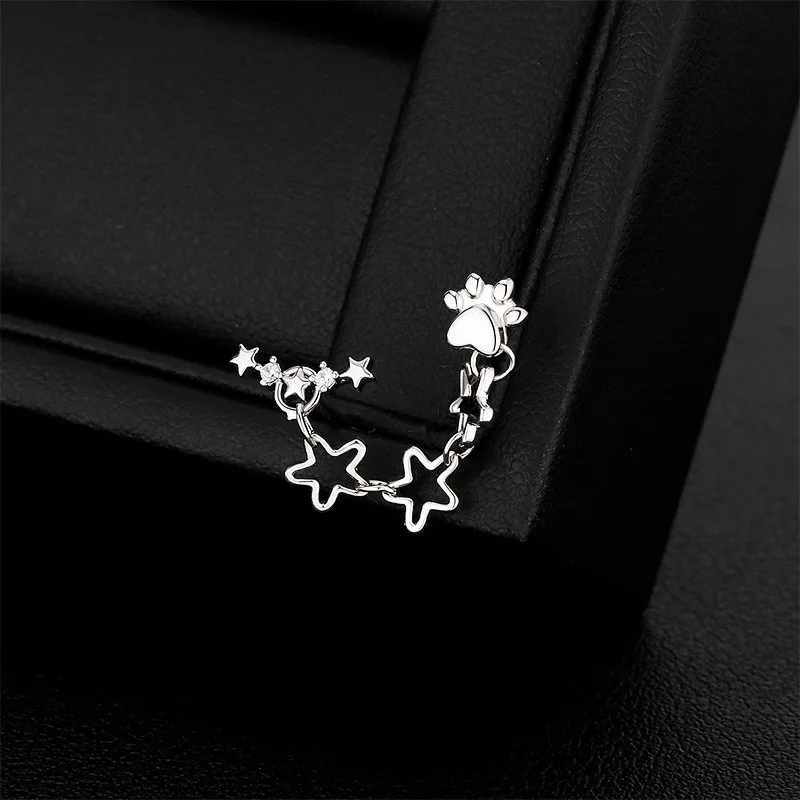 Single Tiny Star Tassel Cat Claw Stud Earrings for Women Simple Fashion Double Ear Hole Mini Earring Party Jewelry