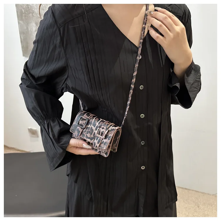 Women's Stylish Leopard Print Large Capacity Shoulder Crossbody Bag | Mini Coin Purse & Trendy Square Clutch, Casual Daily Use