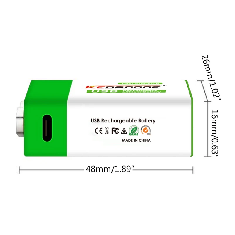 

9V 12800mAh Battery Rechargeable Lithium Li-ion Battery for Multimeter Microphone Toy Remote Control USB special Charging Cable