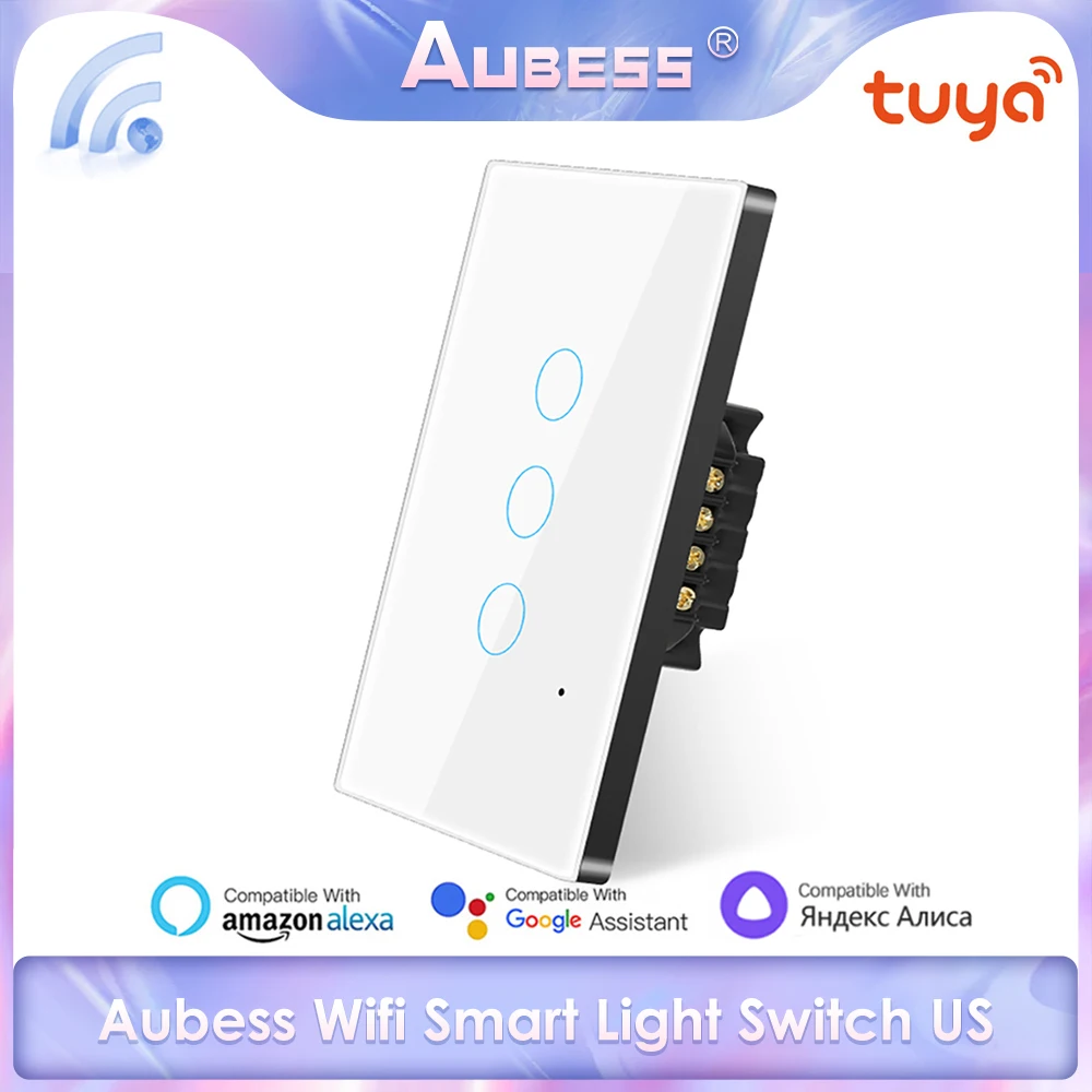 Wifi Smart Light Switch, Us 1/2/3/4 Gang Touch Glass Panel, Smart Home Remote Control Via Tuya