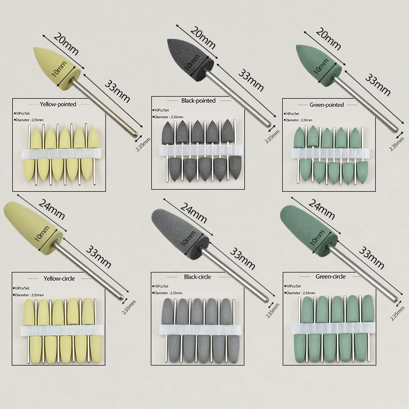 

10pcs/set Dental Silicone Rubber Polishers Burs Teeth Whitening Plishing Drill Dental Polishing Nail Drill Bit 2.35mm