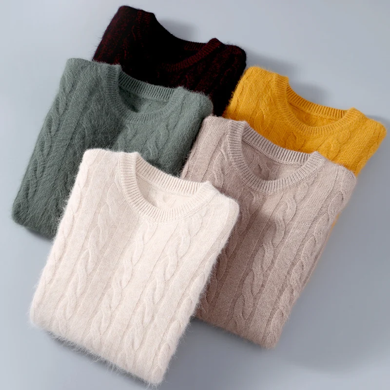 Maglione invernale da uomo nuovo maglione di visone maglione di cashmere pullover girocollo intrecciato biancheria intima casual di grandi dimensioni top caldo lavorato a maglia 6