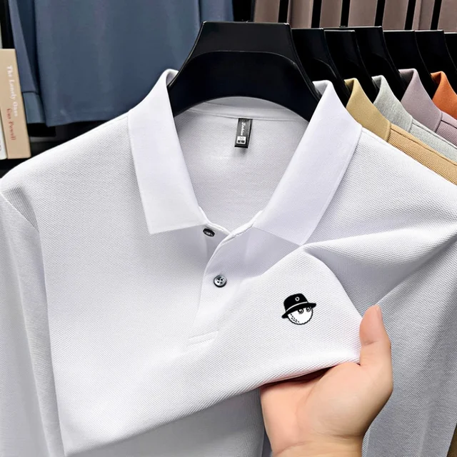 Polo de golf à manches longues pour hommes, haut imprimé de marque, 100% coton, confortable, respirant, mode, loisirs, haut de gamme 1